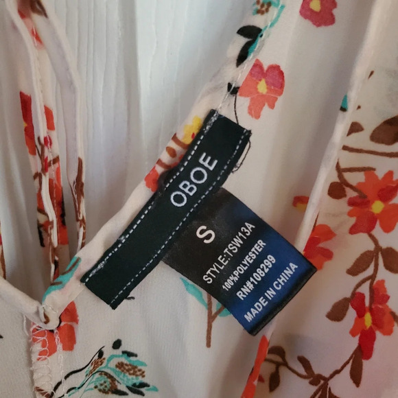 OBOE floral sheer baby doll woman's blouse, size small - Picture 4 of 6